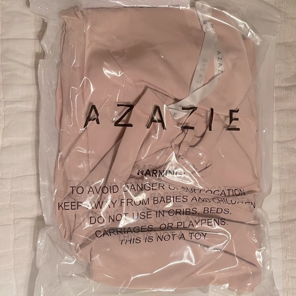 Azazie Maron Stretch Satin Dress English Rose NWT - Picture 7 of 8